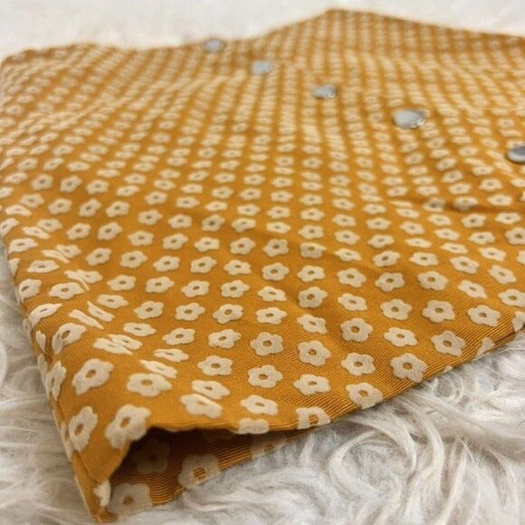 & Other Stories Women's A-Line Yellow Retro Flower Mini Skirt Button Front Sz 4 - Picture 9 of 11